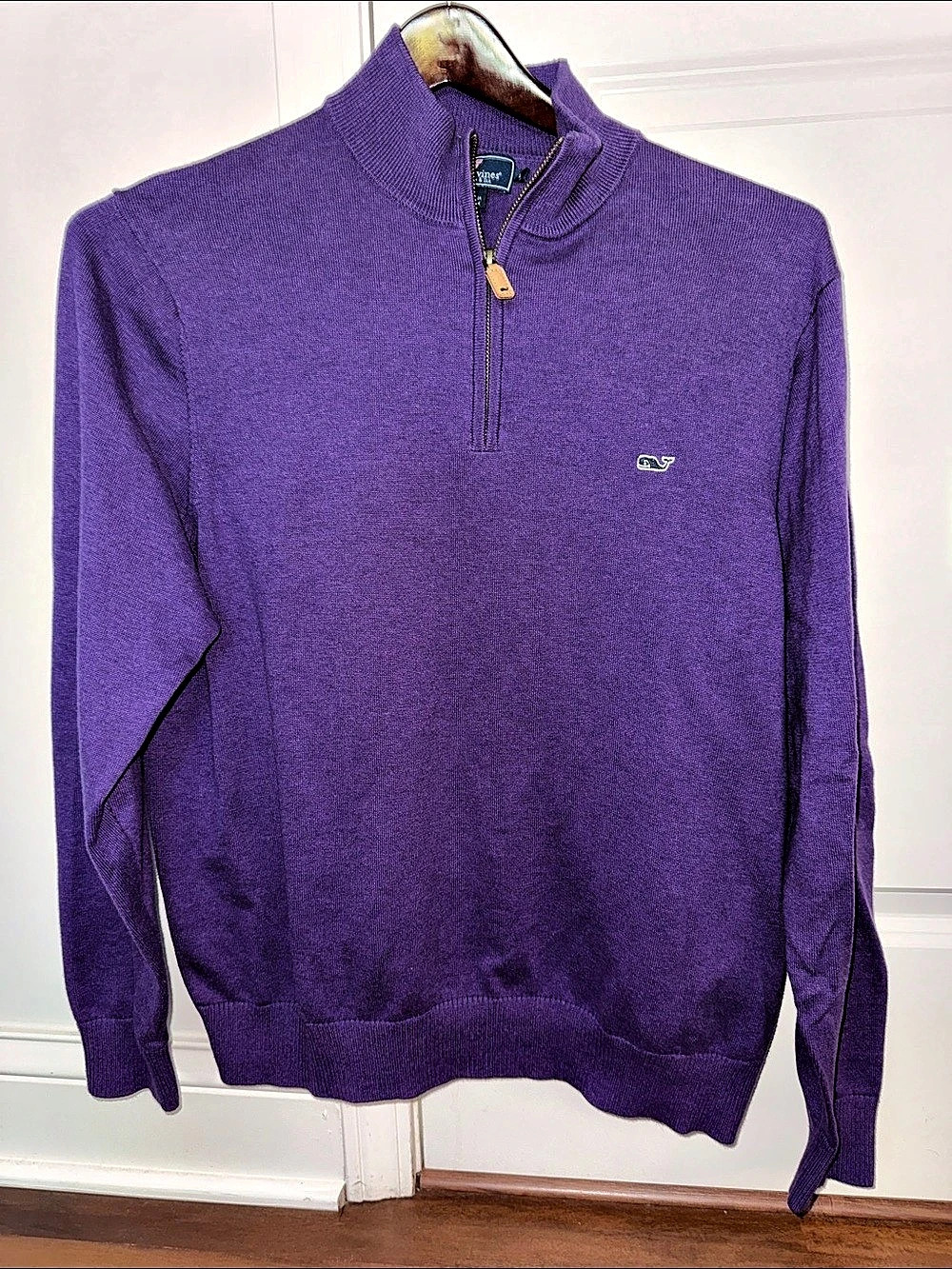 Vineyard Vines Cotton 1/2-Zip Sweater Purple Large